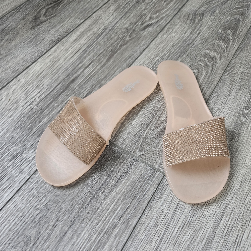 Charlotte Russe Gold Slide Sandals